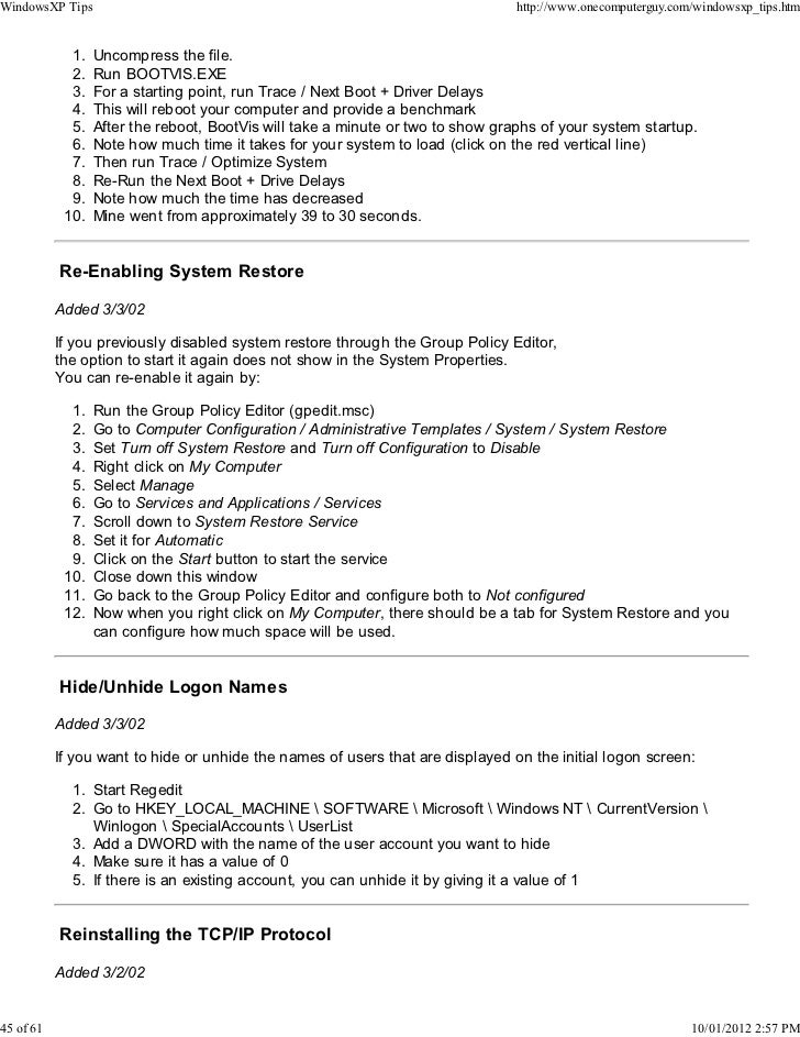 Windows Xp Tips Windows Xp Tips