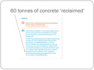 60 tonnes of concrete ‘reclaimed’
 