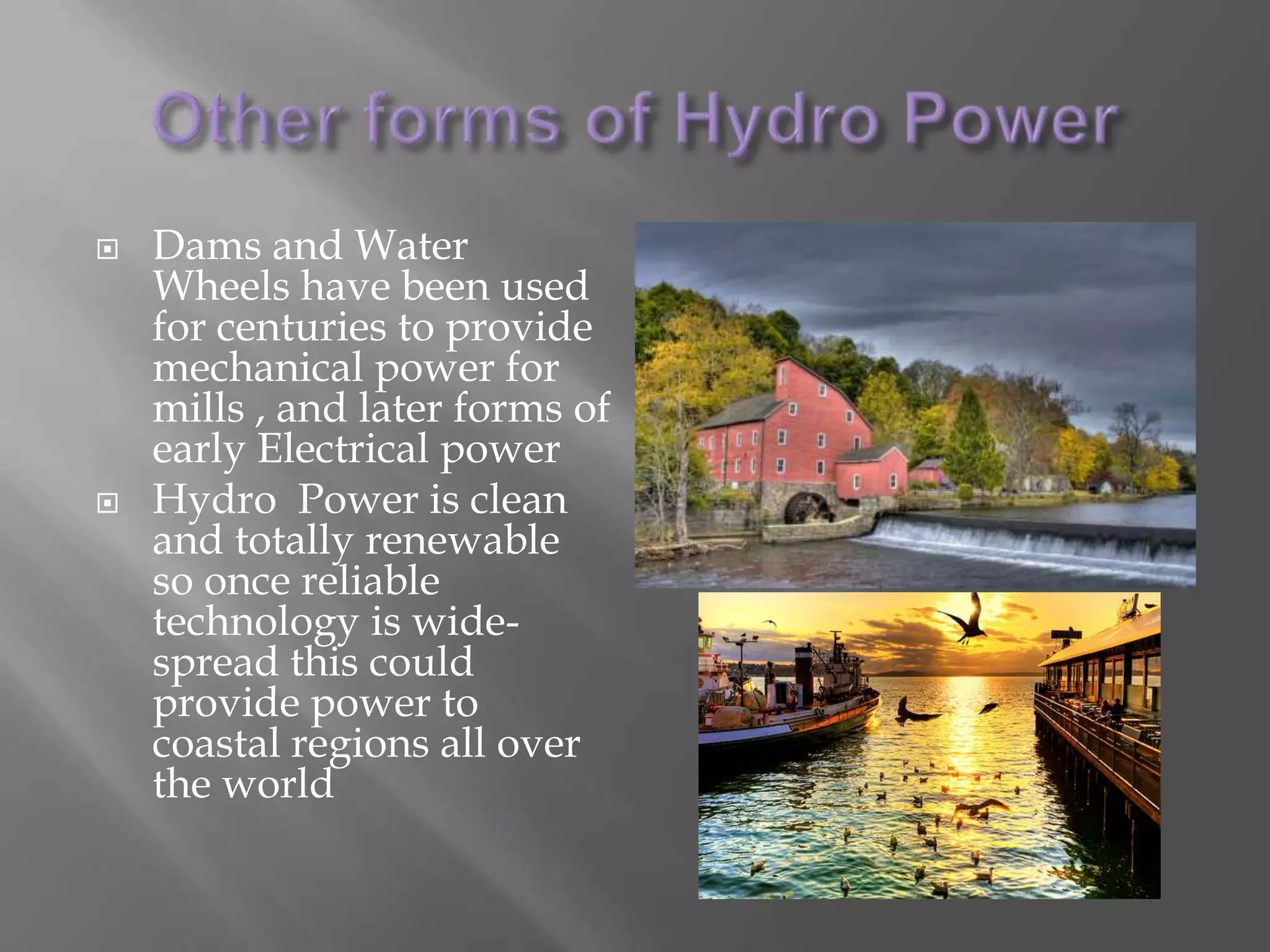 Most other forms of solar power are only practical for large business operations, not residential or municipal useProblems with Solar PowerThere is a common misconception that Solar Power is the most common of all sources of renewable power, or the most effectiveWhile solar energy is constantly striking the earth, making it a totally renewable resource it is still contingent upon weather, season, and time of day in a given locationThe chemicals required to make today's solar panels are not cheap, nor are they particularly Solar panels require lots of space, they can be effective but are usually not cost efficient