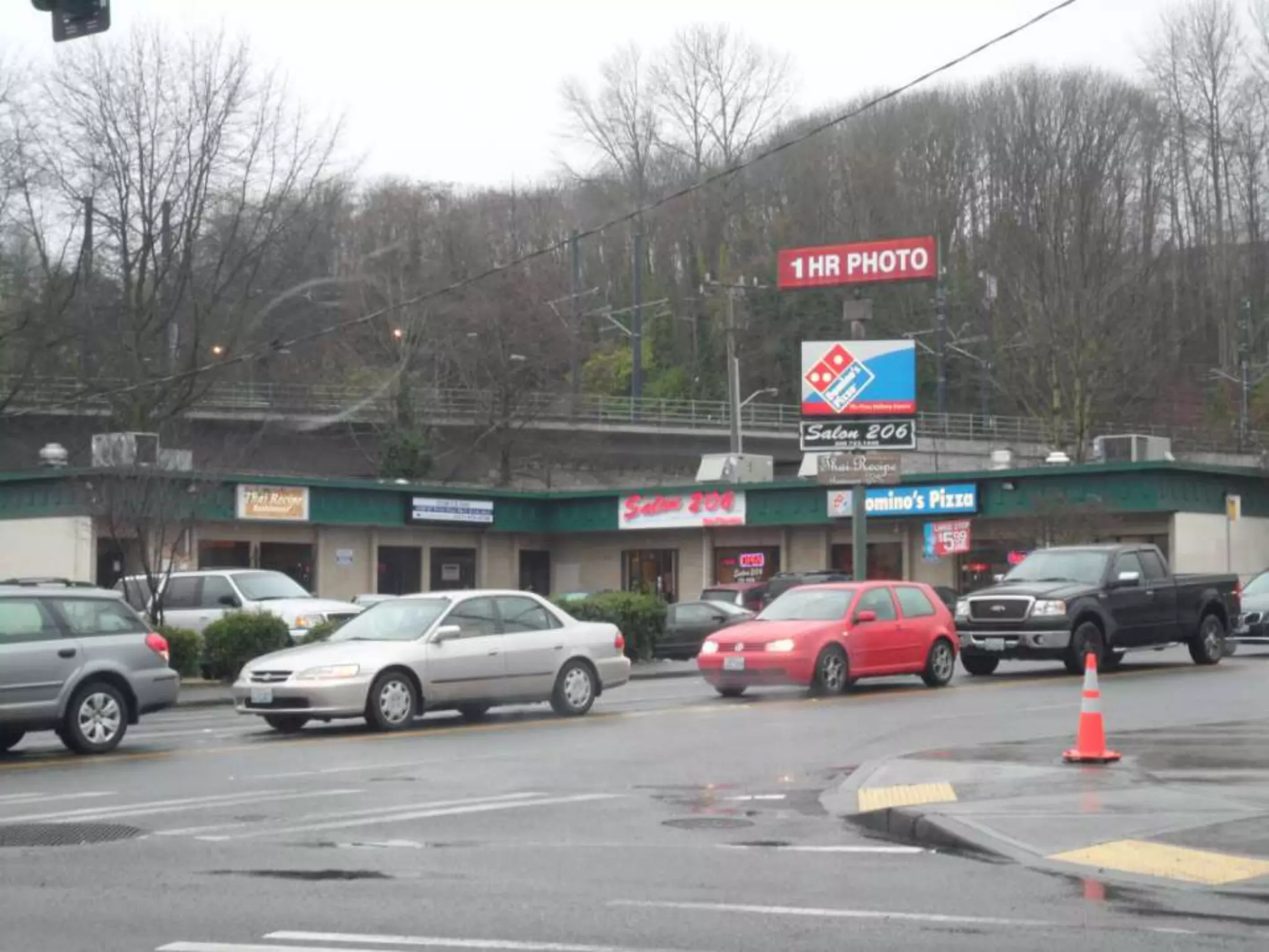 Many stores and restaurants.