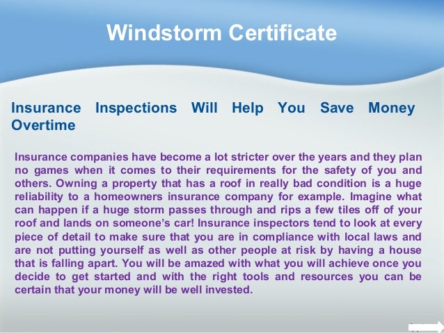 Windstorm certificate Windstorm certificate
