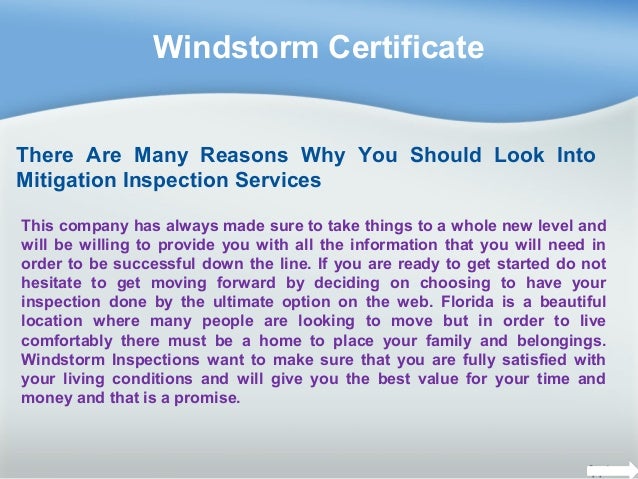 Windstorm certificate