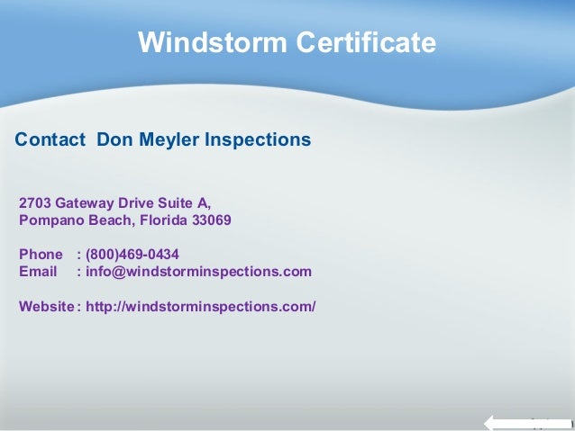 Windstorm certificate