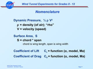 Nomenclature <ul><li>Dynamic Pressure,  ½    V 2   </li></ul><ul><li>   = density (of air); “rho” </li></ul><ul><li>V = ...