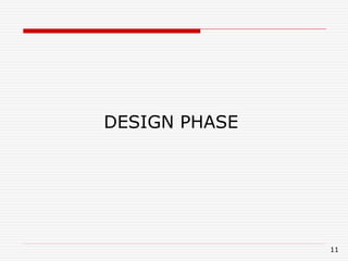 11
DESIGN PHASE
 