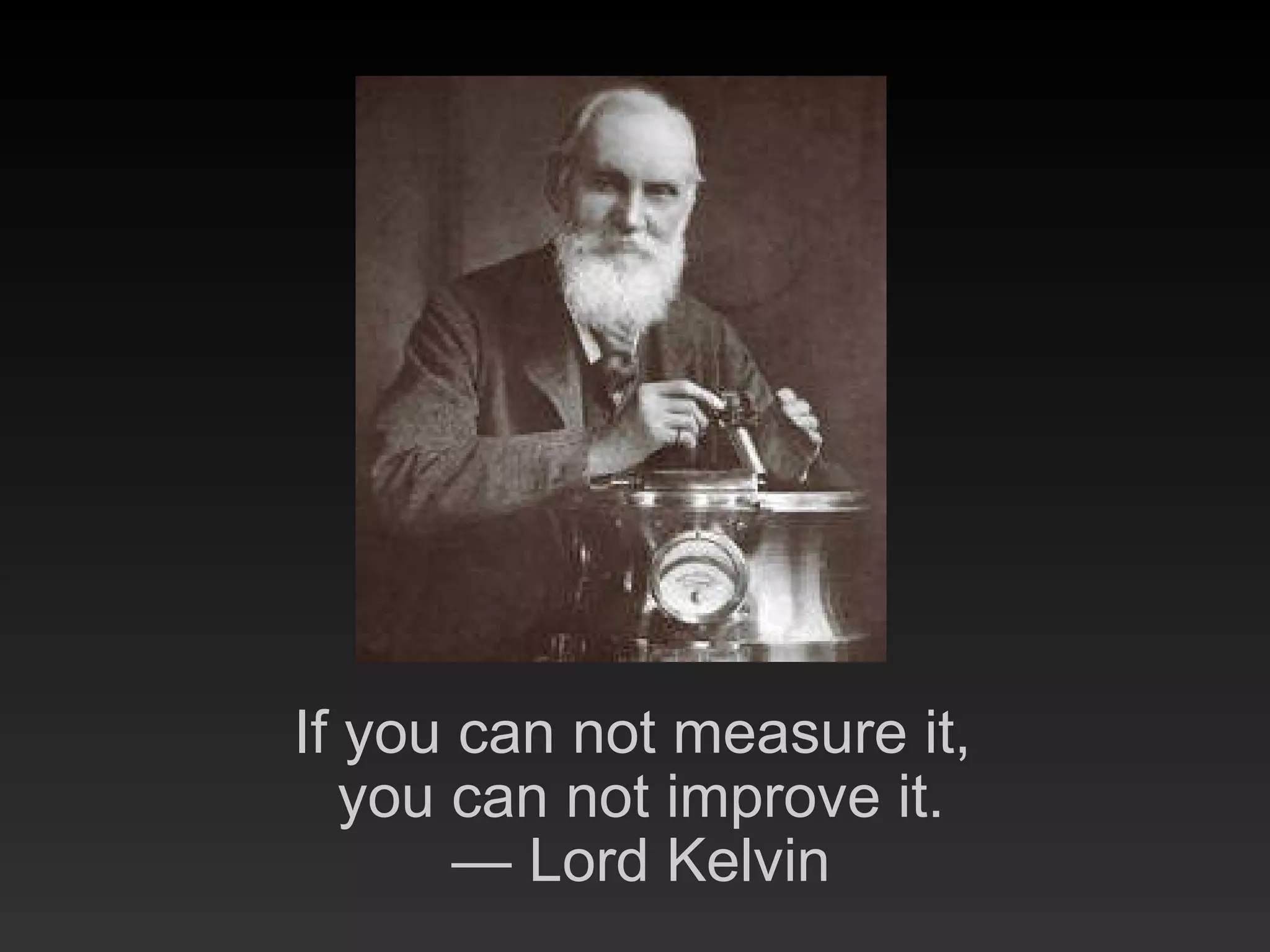 If you can not measure it,  you can not improve it. — Lord Kelvin 