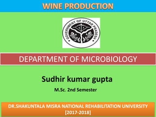 DEPARTMENT OF MICROBIOLOGY
Sudhir kumar gupta
M.Sc. 2nd Semester
DR.SHAKUNTALA MISRA NATIONAL REHABILITATION UNIVERSITY
[2017-2018]
 