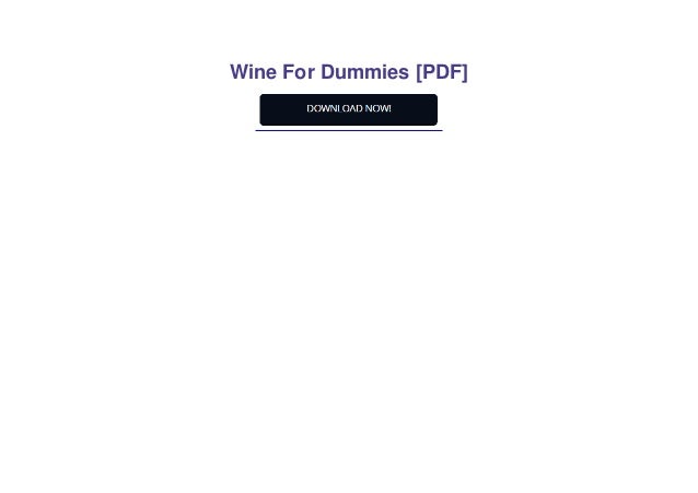 Wine For Dummies Pdf