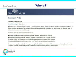 Jewish gazetteers Where?
 
