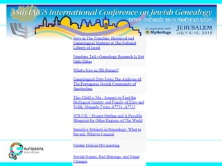 Update on the Jewish Heritage Network