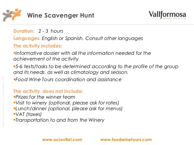 Wine Tour Scavenger Hunt Wine Tour Scavenger Hunt