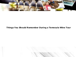 Things You Should Remember During a Temecula Wine Tour
 