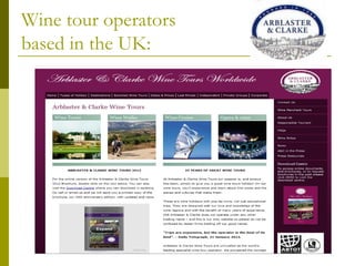 Wine tour operators
based in the UK:
 