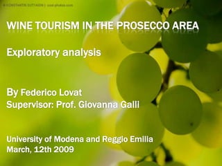 WINE TOURISM IN THE PROSECCO AREAExploratory analysisBy Federico LovatSupervisor: Prof. Giovanna GalliUniversity of Modena and Reggio EmiliaMarch, 12th 2009 
