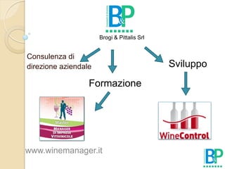 Brogi & Pittalis Srl


Consulenza di
direzione aziendale                          Sviluppo
                  Formazione




www.winemanager.it
 