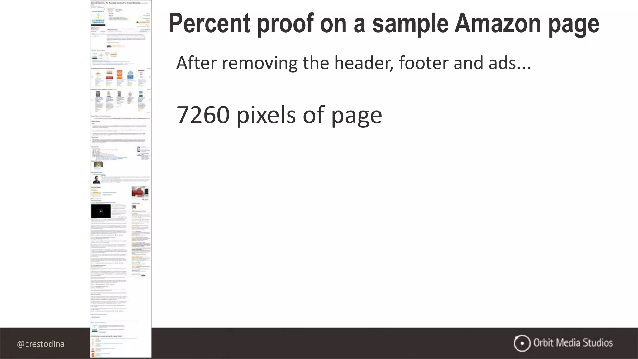 @crestodina
Percent proof on a sample Amazon page
After removing the header, footer and ads...
7260 pixels of page
 