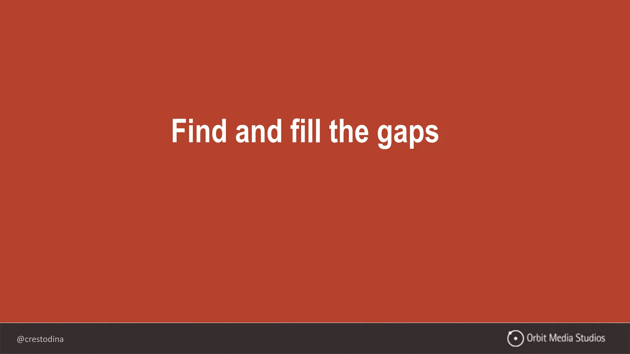 @crestodina
Find and fill the gaps
 
