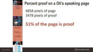 @crestodina
Percent proof on a Oli’s speaking page
6858 pixels of page
3478 pixels of proof
51% of the page is proof
 
