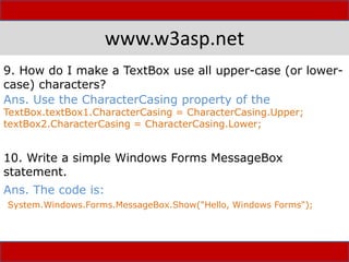 Winform interview question and answers | PPTX