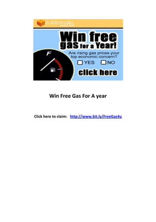 Win Free Gas For A year<br />Click here to claim:   http://www.bit.ly/FreeGas4u<br />