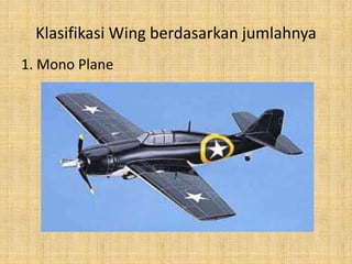 Klasifikasi Wing berdasarkan jumlahnya
1. Mono Plane

 