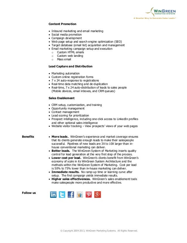 Corporate Backgrounder WinGreen Marketing Systems