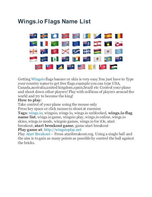 Wings.io flags name list