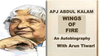 APJ ABDUL KALAM
WINGS
OF
FIRE
An Autobiography
With Arun Tiwari
APJ ABDUL KALAM
WINGS
OF
FIRE
An Autobiography
With Arun Tiwari
 