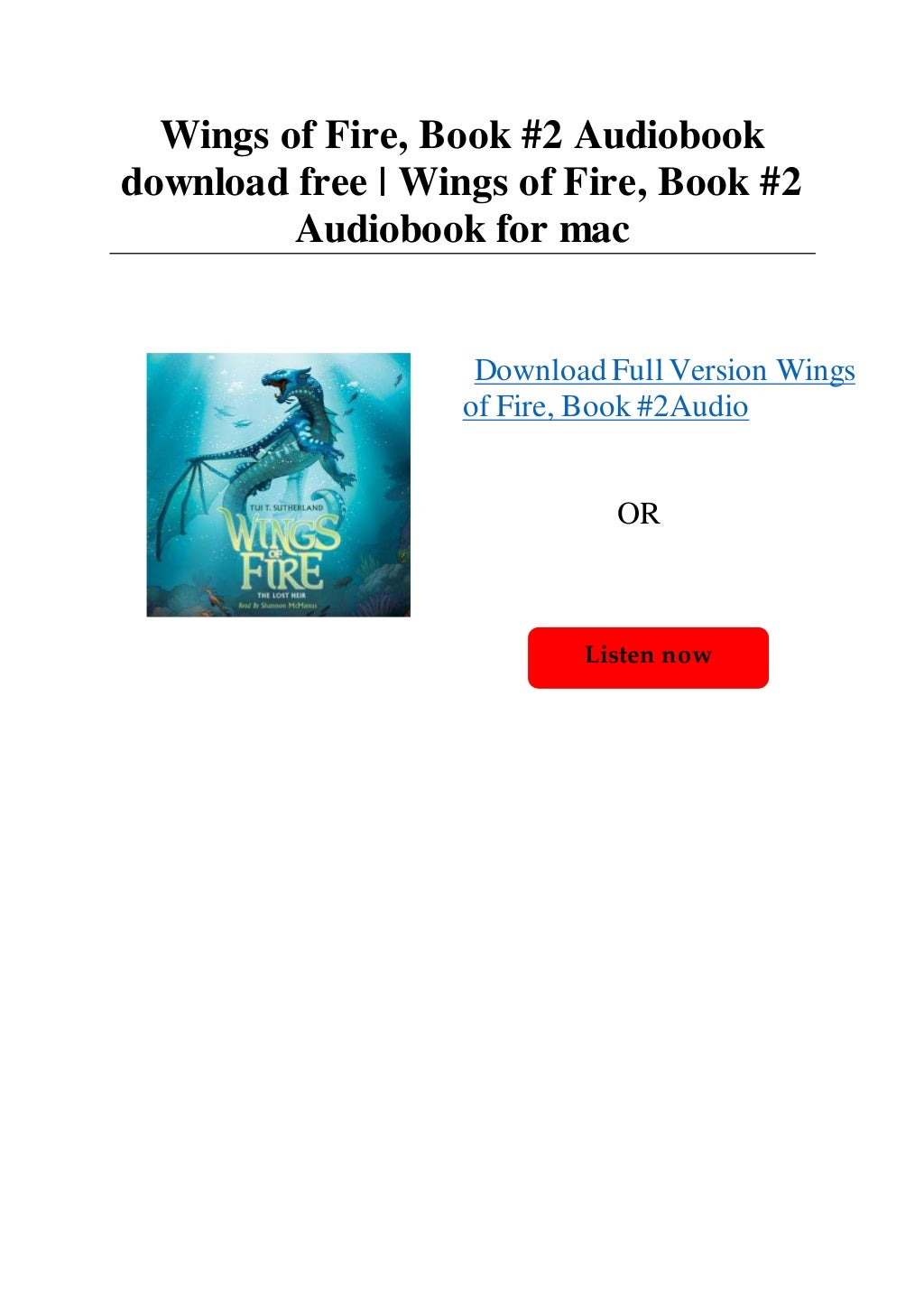 Wings of Fire... Book 2 Audiobook download free Wings