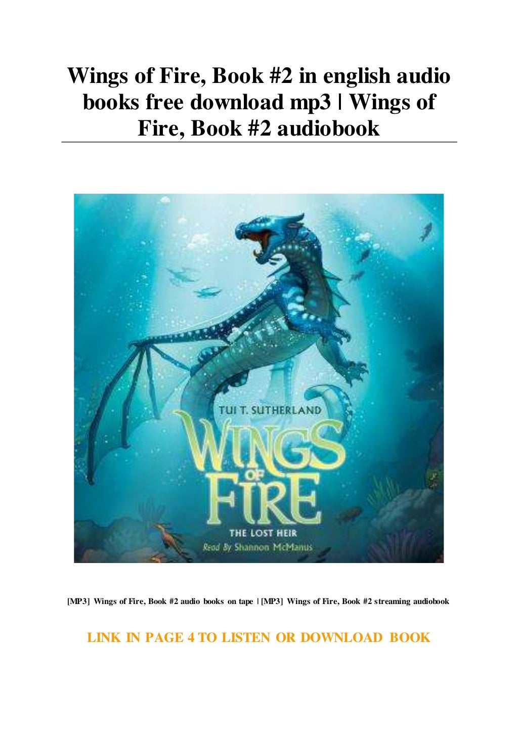 Wings of Fire... Book 2 in english audio books free download mp3 W…