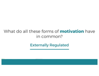 What do all these forms of motivation have
in common?
Externally Regulated
 