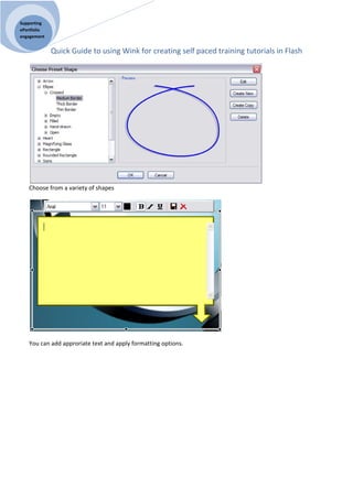 Quick Guide to Using Wink for Creating Self Paced Training Tutorials in ...