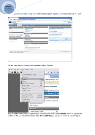 Quick Guide to Using Wink for Creating Self Paced Training Tutorials in ...