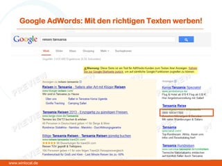 Google AdWords: Mit den richtigen Texten werben!
www.winlocal.de
 