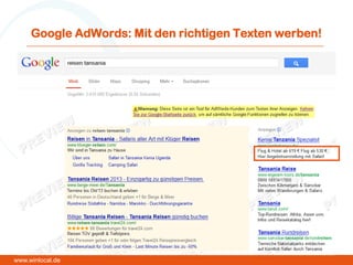 Google AdWords: Mit den richtigen Texten werben!
www.winlocal.de
 