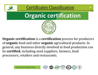 Certificates Classification
Organic certification
Organic certification is a certification process for producers
of organi...