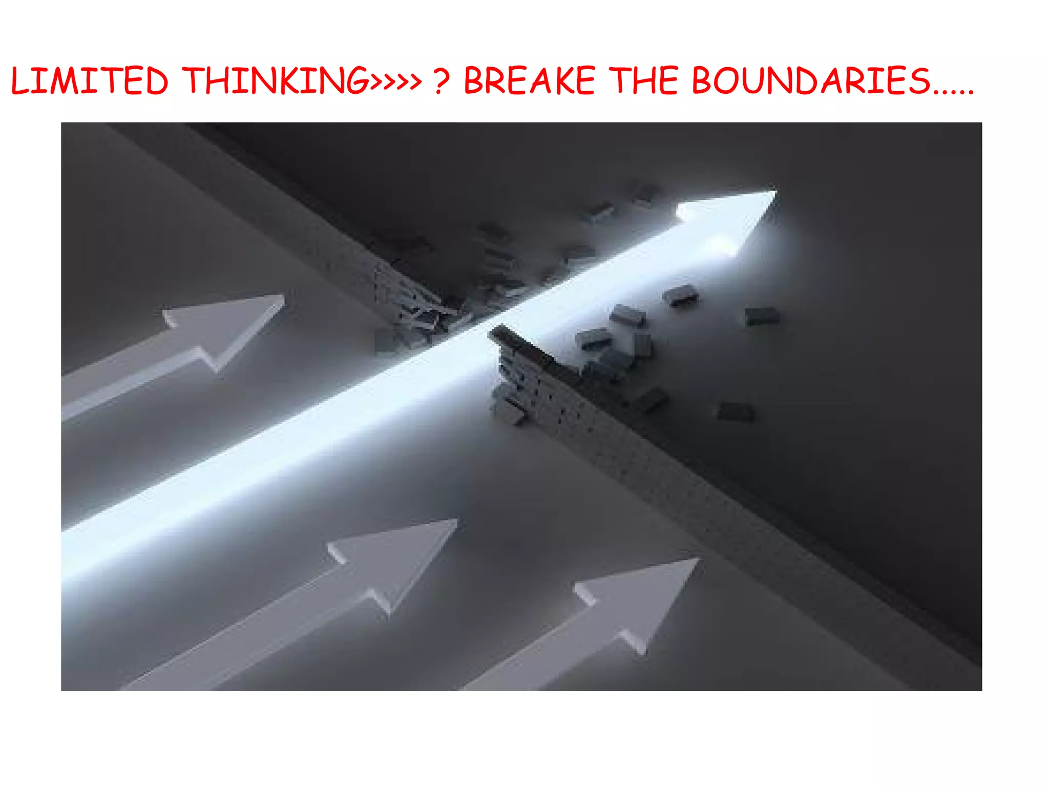 LIMITED THINKING>>>> ? BREAKE THE BOUNDARIES.....
 
