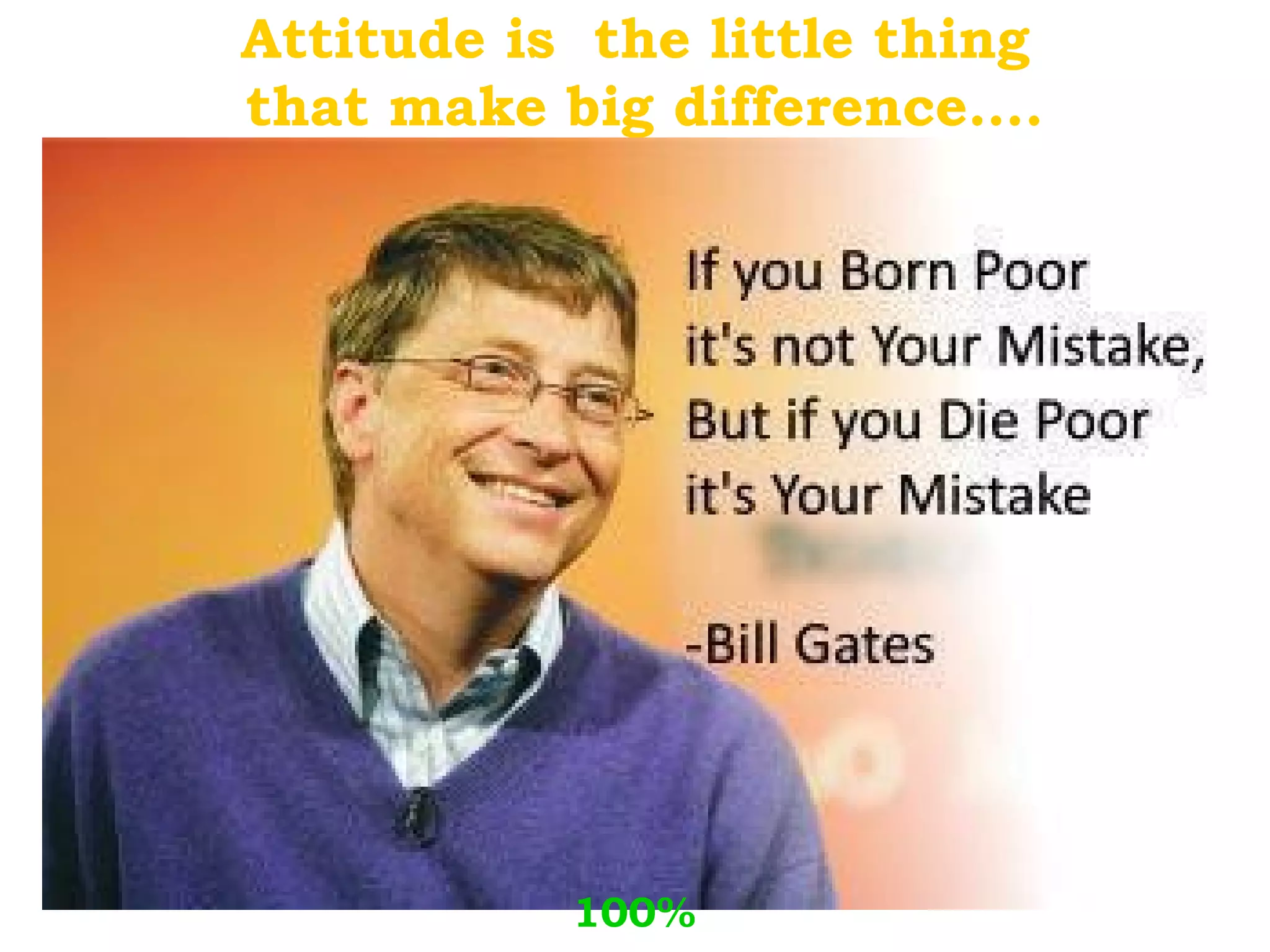 Attitude is the little thing
that make big difference….




           100%
 