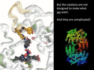 But the catalysts are not
designed to make what
we want.
And they are complicated!
 