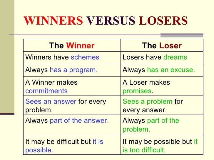 Winners Vs. Losers