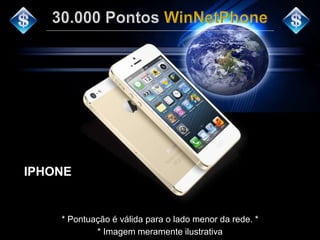 IPHONE 
* Pontuação é válida para o lado menor da rede. * 
* Imagem meramente ilustrativa 
 