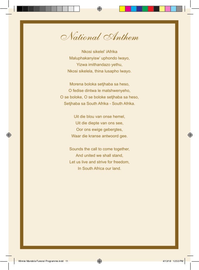 Winnie MadikizelaMandela funeral programme