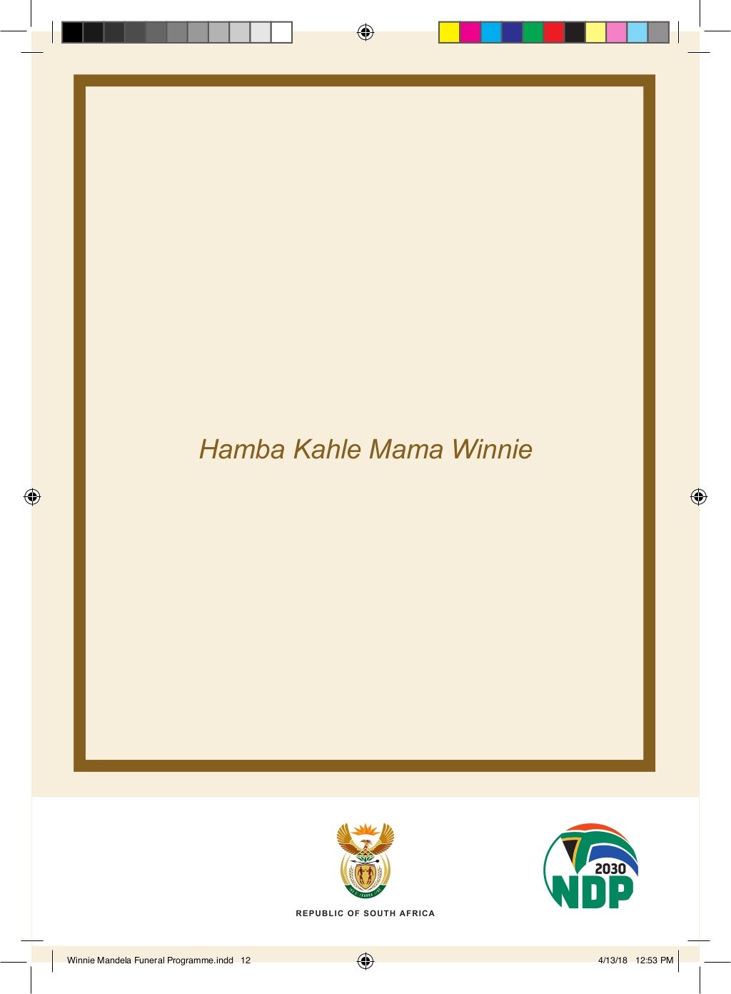 Winnie MadikizelaMandela funeral programme
