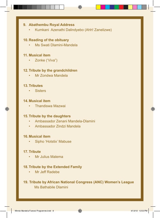 Winnie MadikizelaMandela funeral programme