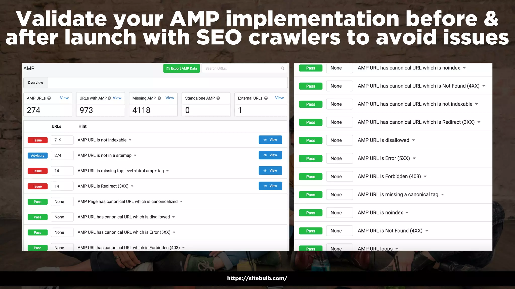 #winningmobile at #searchstarsSE by @aleyda from @orainti
Validate your AMP implementation before &
after launch with SEO crawlers to avoid issues
https://sitebulb.com/
 