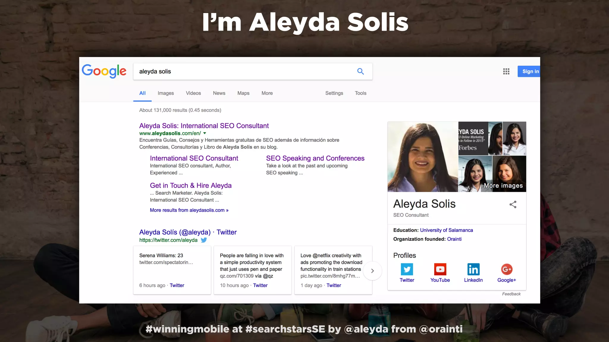 #winningmobile at #searchstarsSE by @aleyda from @orainti
I’m Aleyda Solis
 