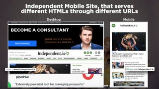 #winningmobile at #learninbound by @aleyda from @orainti
Independent Mobile Site, that serves  
different HTMLs through different URLs
Desktop Mobile
 