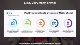 #winningmobile at #learninbound by @aleyda from @orainti
Like, very very primal
Would you be willing to give up your Mobile phone?
 