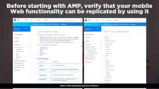 #winningmobile at #learninbound by @aleyda from @orainti
Before starting with AMP, verify that your mobile
Web functionality can be replicated by using it
https://www.ampproject.org/docs/reference
 