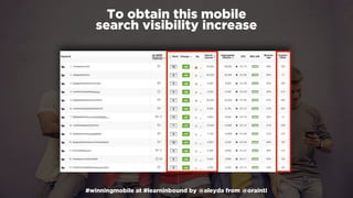 #winningmobile at #learninbound by @aleyda from @orainti
To obtain this mobile  
search visibility increase
 